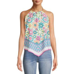Juniors No Boundaries Chain Halter Tank Top Size 1 3/5 7/9 11/13 Flowers NWT